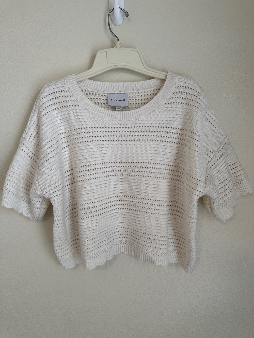 🍁Pink Rose Knit Crop Sweater Top🍁